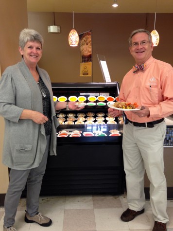 MSMS's Ms. Walker and Mr. Smith select their desserts from Hogarth cafeteria.