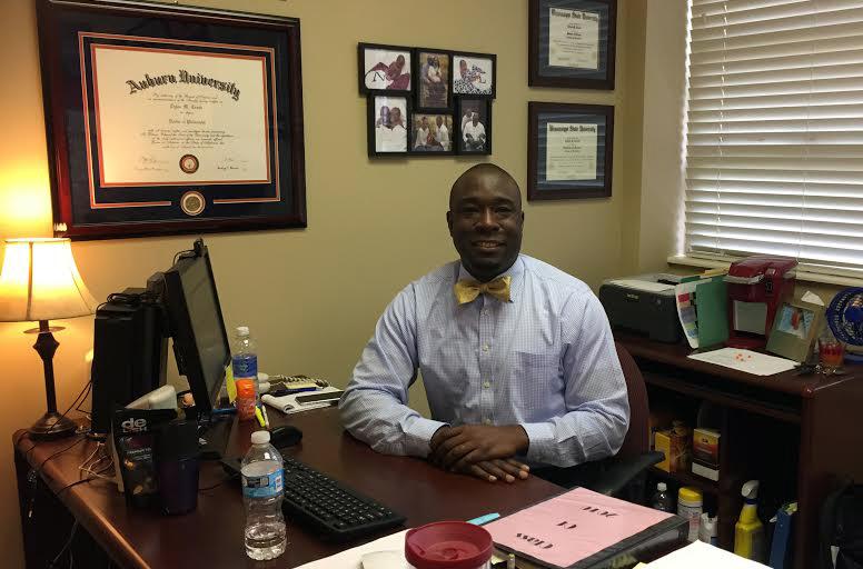 New counselor, Dr. Ty Crook sits in his office between Senior Meetings