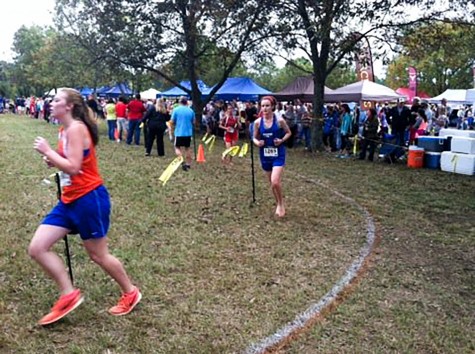 Junior Lillian Fulgham takes on the Pontotoc Course barefoot, shaving off her time 