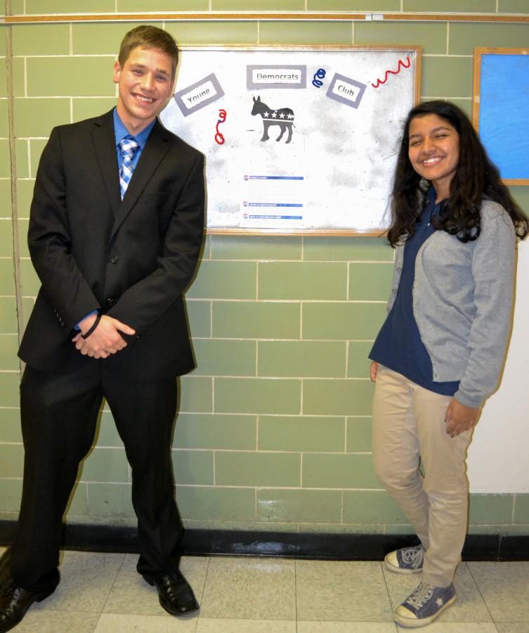 Braeden Foldenauer and Wrishija Roy, both officers of the Young Democrats Club.