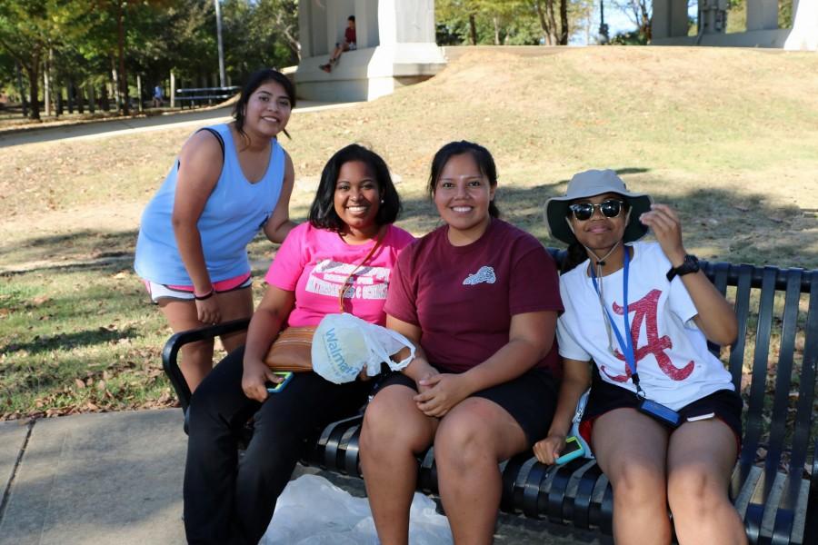 (From left to right) Bianca Martinez, Nikita Harris, Ari Jefferson, and Tiana Spivey enjoying the Riverwalk. 