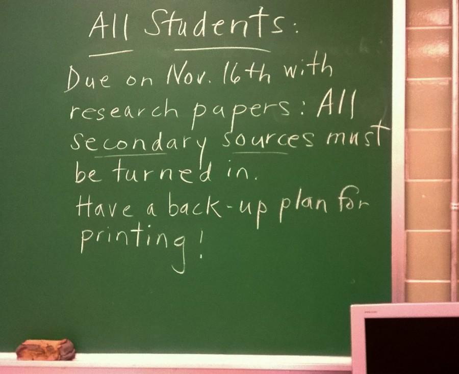 University English II reminder about the research papers.