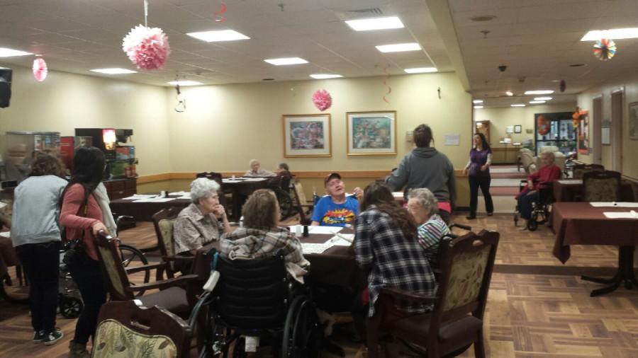 MSMS Stories of Columbus club visits Trinity Nursing Home to spend time with elderly.