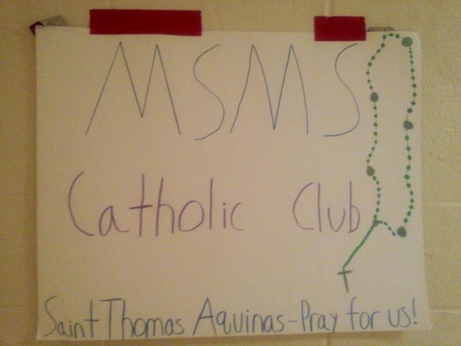 Catholic Club members created this poster for St. Thomas Aquinas, the patron saint of students and the club.