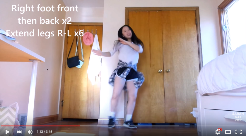 YouTuber SarahKayPop gives K-Pop Dance Workouts from a room very similar in size to MSMS dorms.