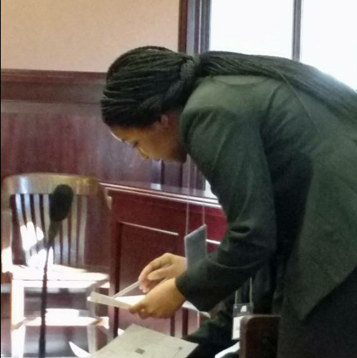 Senior Arielle Hudson at the state Mock Trial competition. 