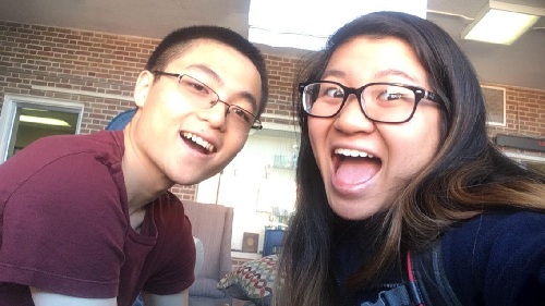 Andy Zhao And Jenny Nguyen looking very excited.