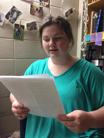 Reagan Poston practices her declamation speech in front of her roommate Sydney Warren.