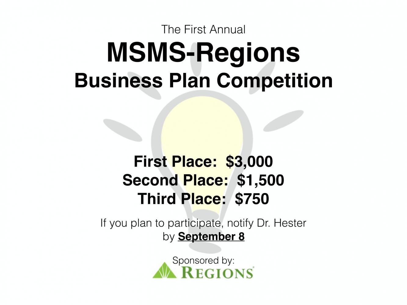 MSMS Starts Regions Bank Business Plan Competition