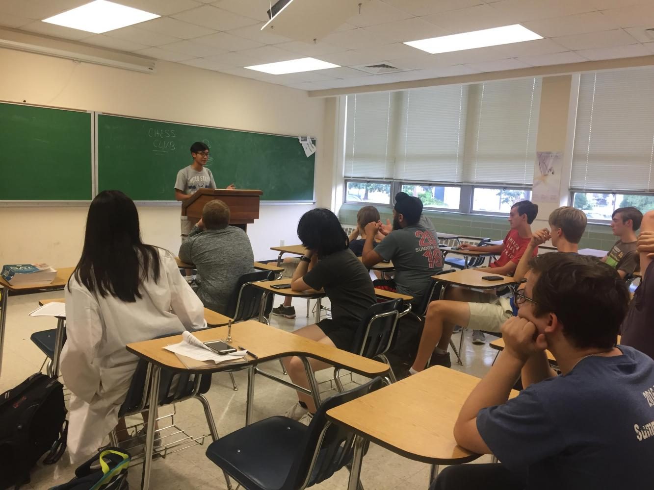 President of Chess Club, Gary Nguyen, speaks to interested students.