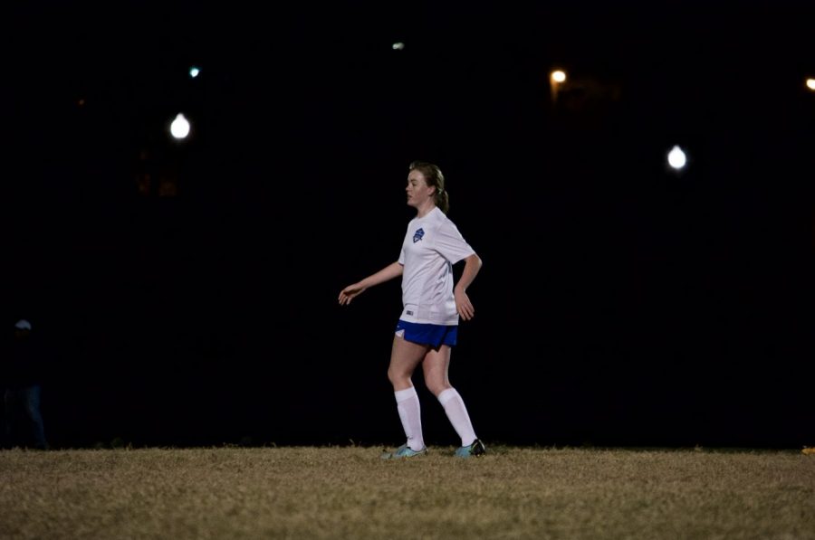 Meagan Pittman goes into position to receive the ball as the Lady Waves inch towards goal.