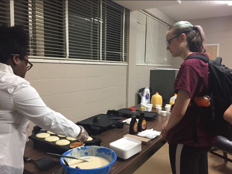 Junior Millie Purdue was among the many students who purchased  study hour pancakes for The United Way. 