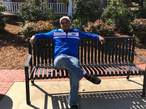 Christian Bradley relaxes on the Mississippi University for Womens campus.