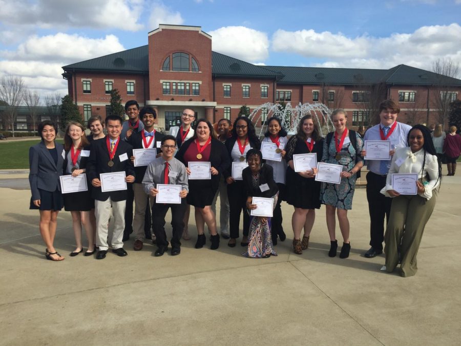 FBLA students show off their certificates after the District Competitions awards ceremony.