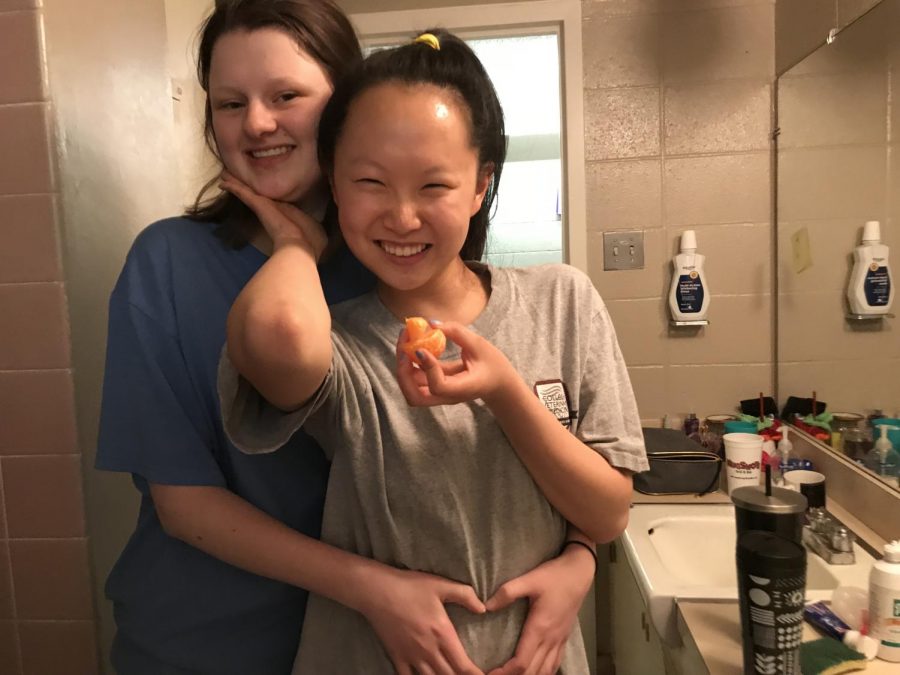 A happy couple: Victoria Waller (left) and Helen Peng (right).