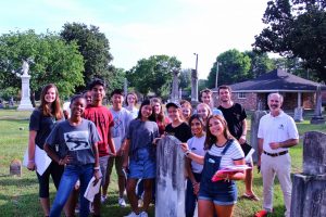 Mr. Yarborough's first block class begins the project at the cemetery.
