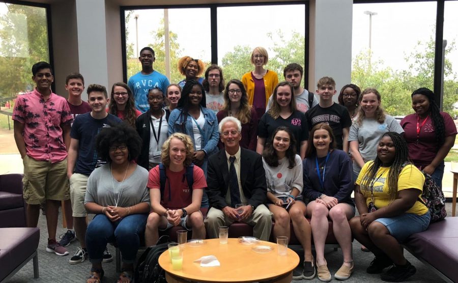 Dr. Andrew Zimbalist with MSMS students after the sports talk at Mississippi State University. 