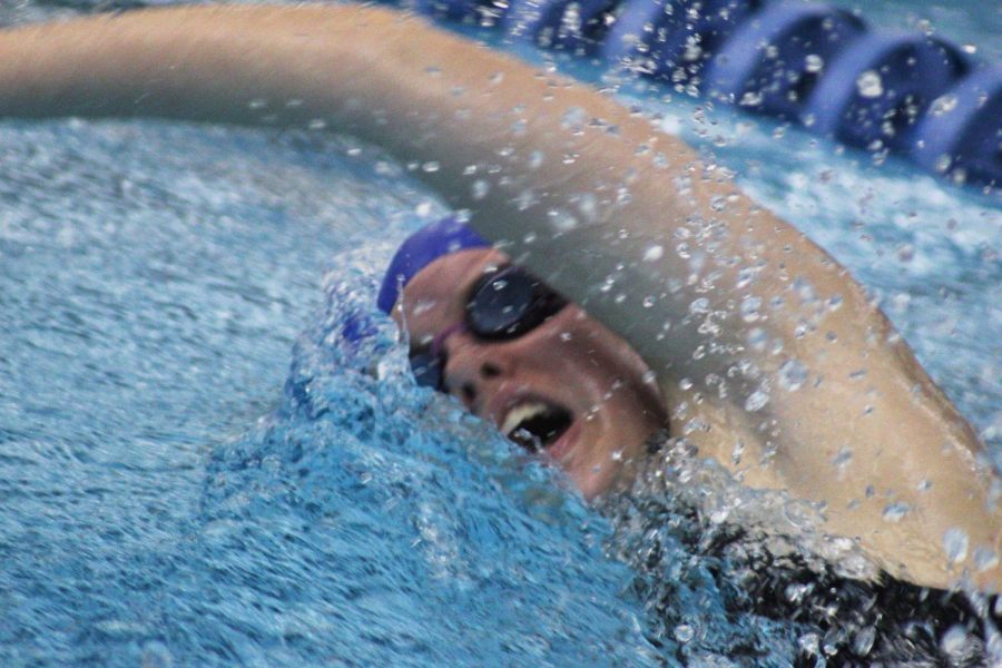 Samantha Broussard swimming her leg of a Freestyle Relay.