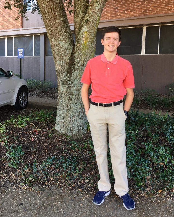 Lane Hughes poses before his busy day begins.