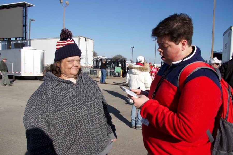 News Editor Brady Suttles interviews an undecided voter.