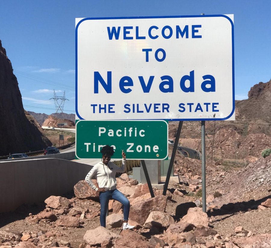 Corrin Dixon crosses the state border into Nevada.