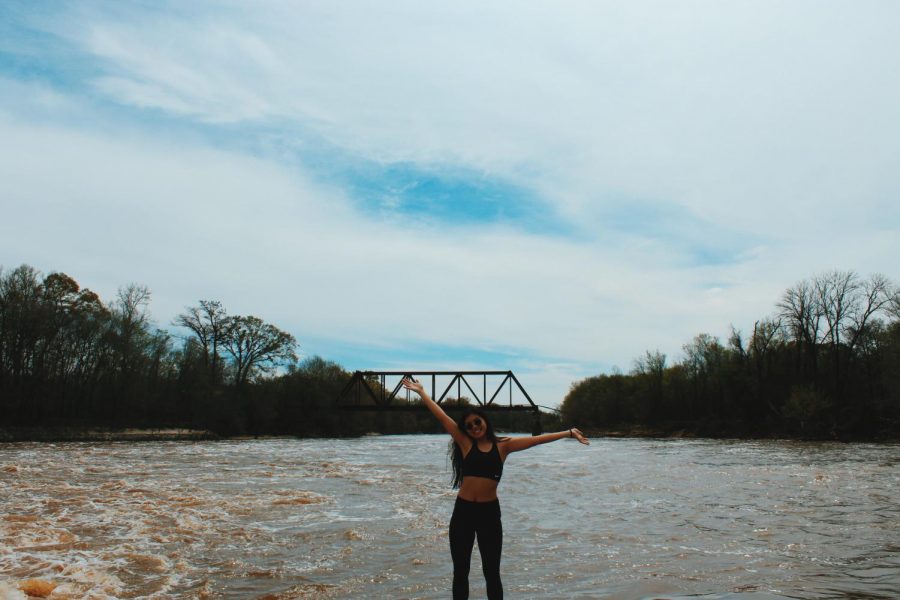 Catherine Li hikes at LeFleurs Bluff State Park in Jackson, MS.