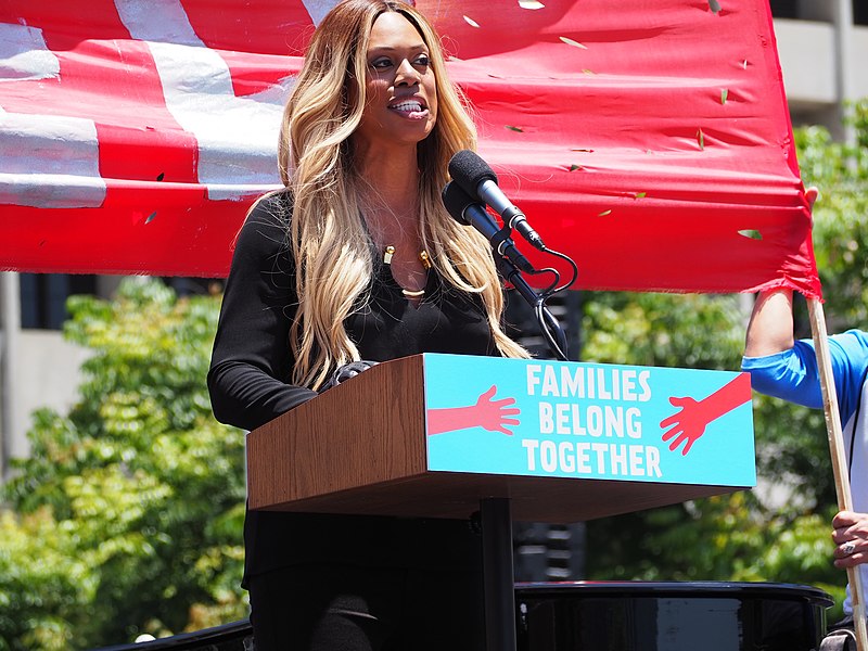 Actress and transgender activist Laverne Cox speaks at an event.