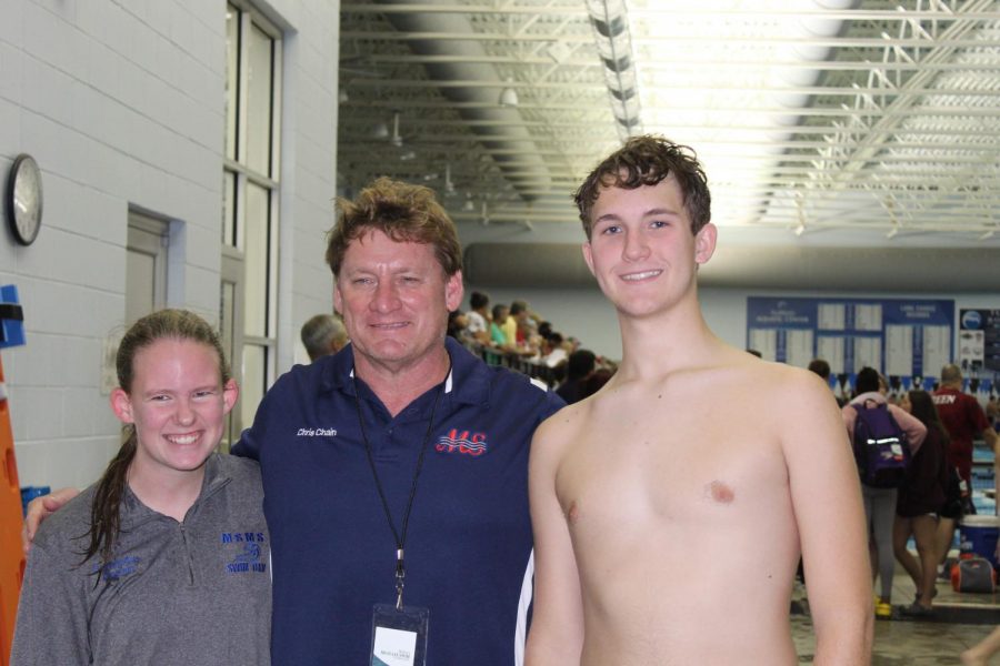(From left to right) Samantha Broussard, Coach Chris Chain, and Hardy Cooke