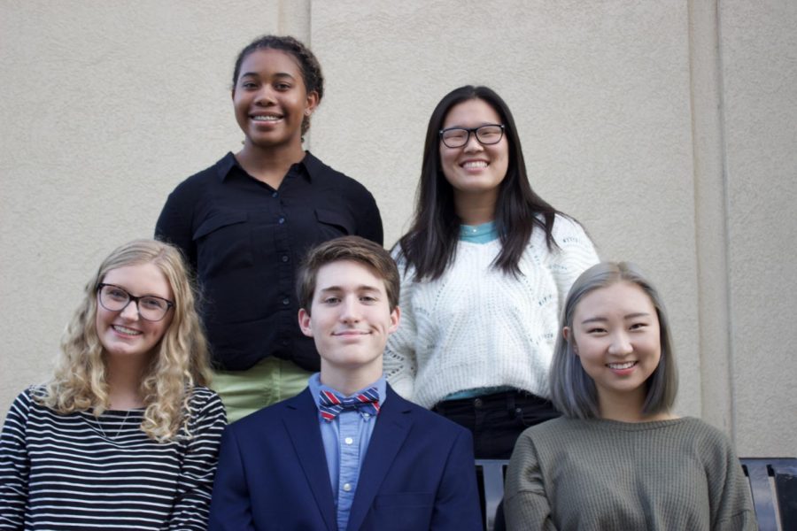 From left to right: (back row) Madison Meeks, Karlene Deng, (front row) Kate Hall, Luke Bowles, Clare Seo