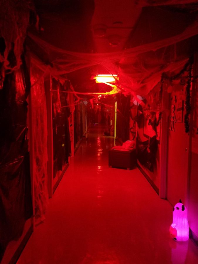 The two residence halls participated in a hallway decorating contest between the floors.