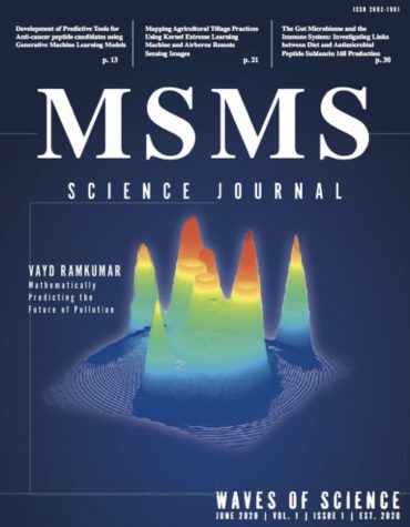 The cover of the MSMS Science Journal: Waves of Science includes the project of senior Vayd Ramkumar.