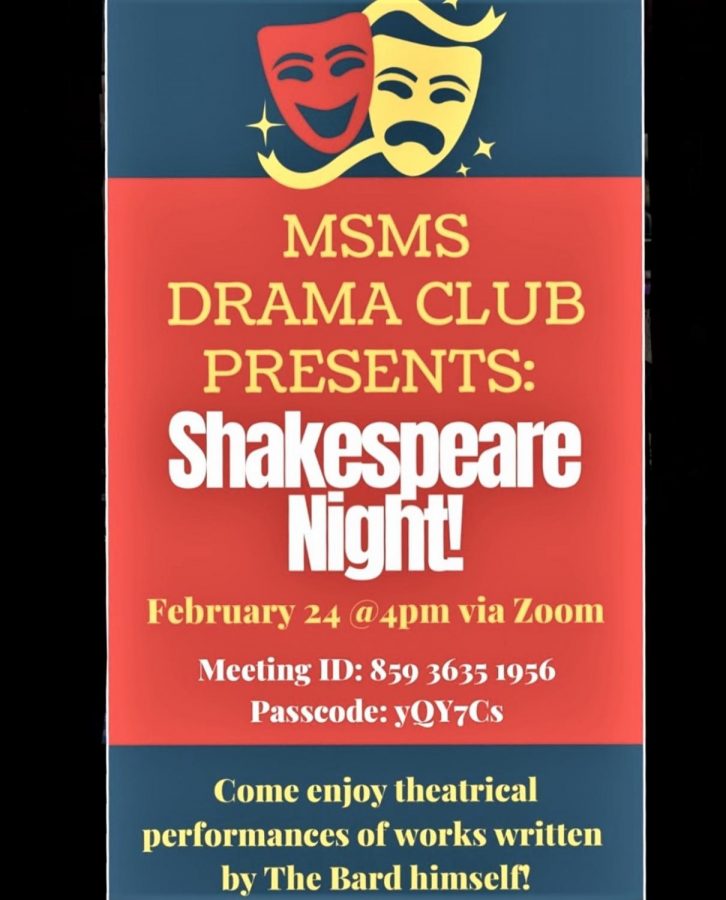 The MSMS Drama Club hosts their first ever Shakespeare Night, with dialogues from Hamlet, Macbeth, Romeo and Juliet, and Julius Caesar.