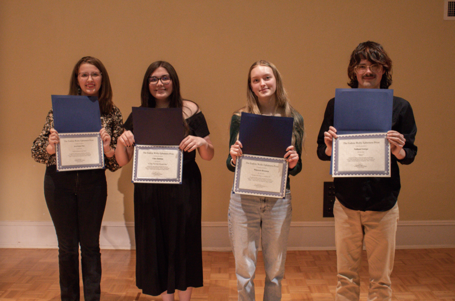 MSMS Students (From left to right) Ava Noe, Chloe Dobbins, Makenzie Brannon, and Nathan George, when top prizes in the annual Eudora Welty Ephemera prize.