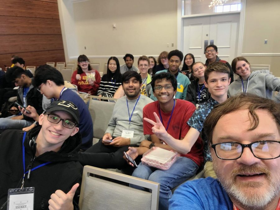 Mathematical Association of America competitors pose for a selfie with MSMS Physics teacher William Funderburk.