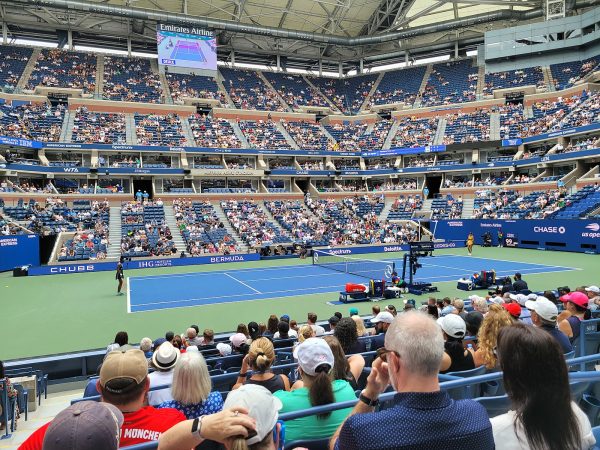 A crowd spectates a match on the first day of the 2021 U.S Open. This years U.S. Open features more young tennis stars, including Ben Shelton, Carlos Alcaraz and Coco Gauff, who hint a new era is starting in the tennis world.