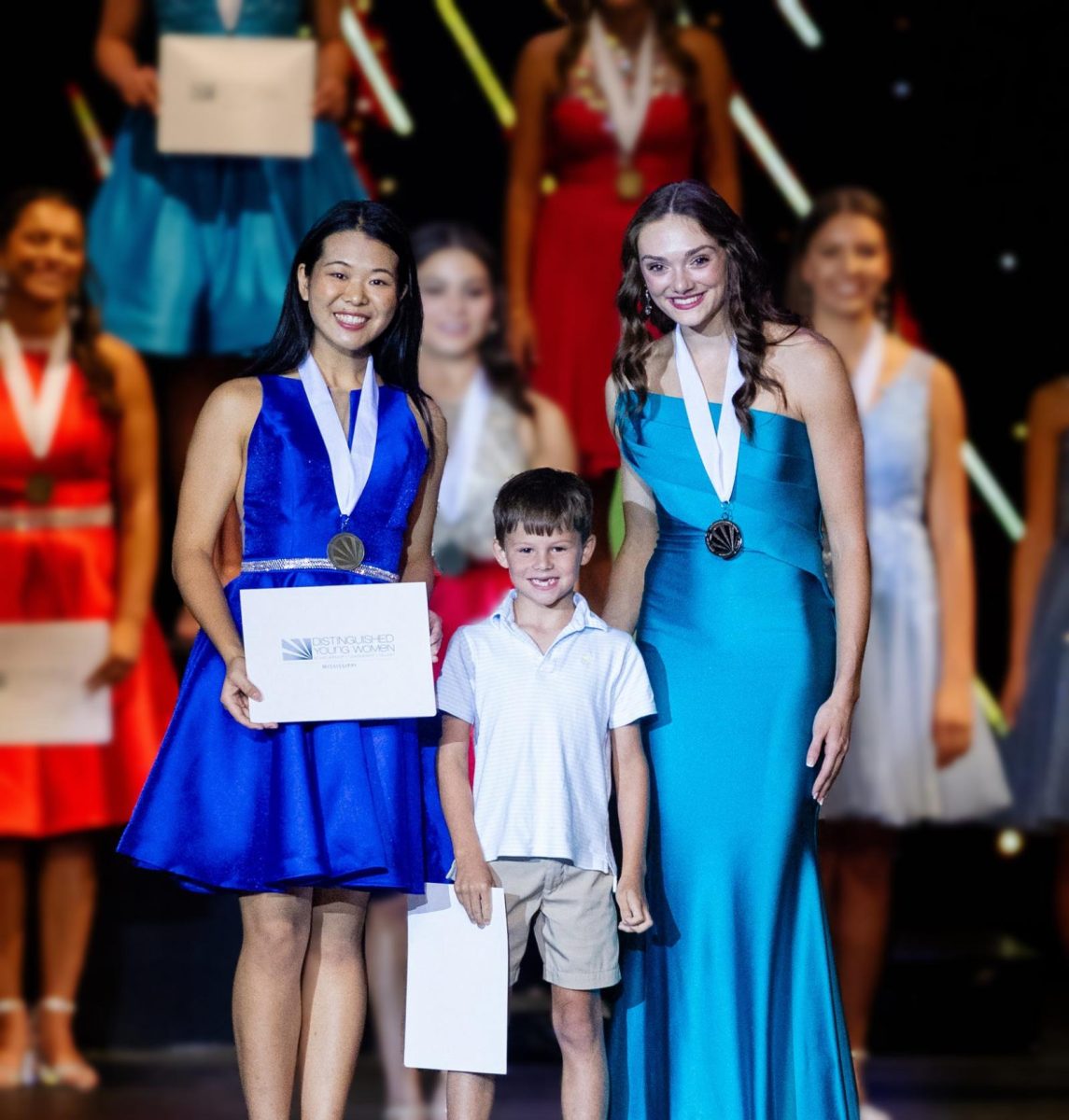 MSMS senior Iris Xue poses with 2023 Distinguished Young Woman of Mississippi Sophie Pitts. Xue won First Alternate, Overall Scholastics, and a Preliminary Award in Self-Expression in the competition and $7,400 in scholarships.