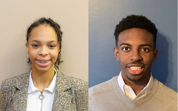 Seniors Sydney Beane (left) and Dylan Wiley were selected for the Gilder Lehrman Institute for American Historys Student Advisory Council, joining around 180 other students chosen for this honor.
