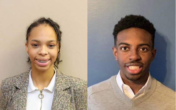 Seniors Sydney Beane (left) and Dylan Wiley were selected for the Gilder Lehrman Institute for American History's Student Advisory Council, joining around 180 other students chosen for this honor.