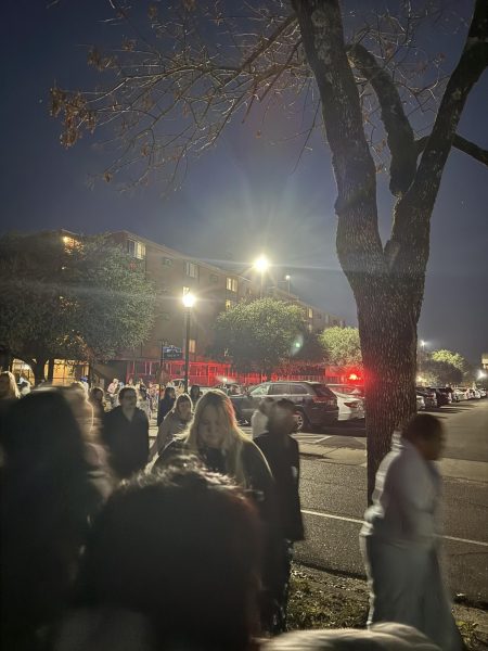 Residents evacuate Goen Hall after a carbon monoxide alarm was sounded at approximately 5:53 a.m. on Thursday [Nov. 30]. 