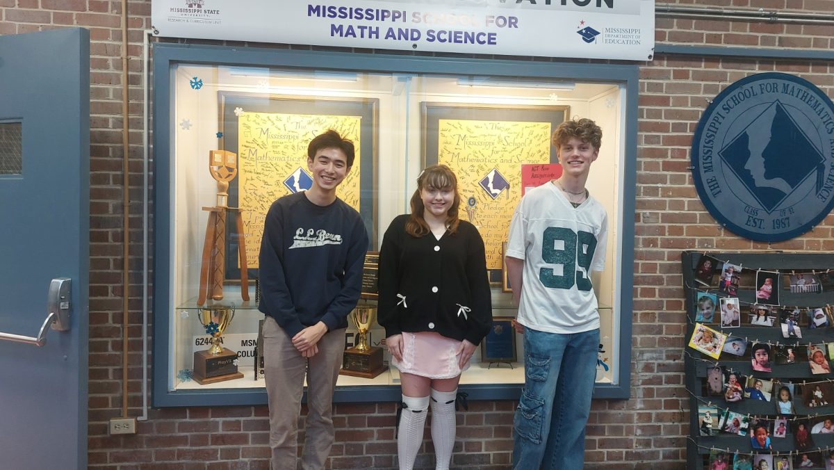 From left to right: Senior Noah Curtis Lee and juniors Claire Rizzo and Max Thompson pose after selection in the MS Poetry Project: Who I Am contest. 