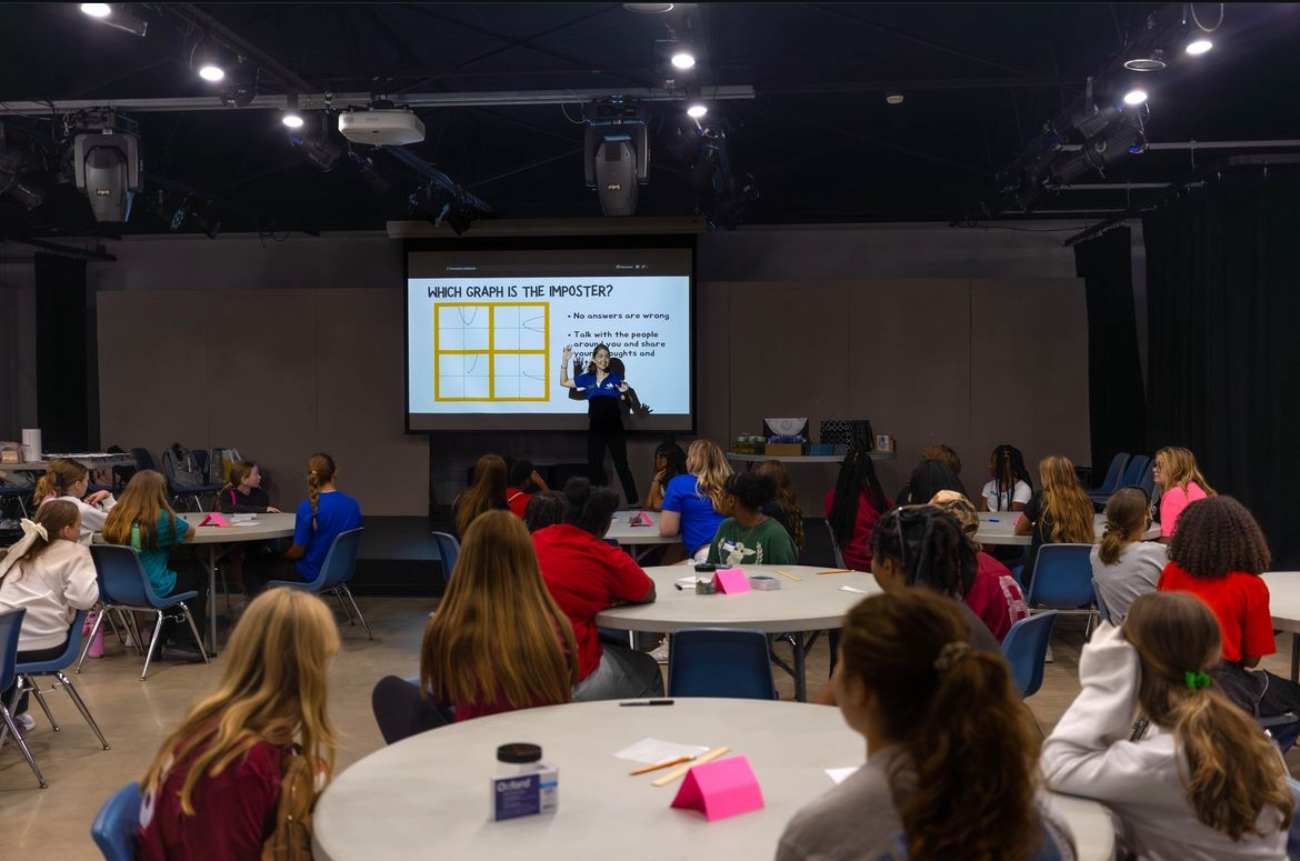 Columbus Middle School students receive instruction from MSMS math instructor Lauren Zarandona on Sept. 24.