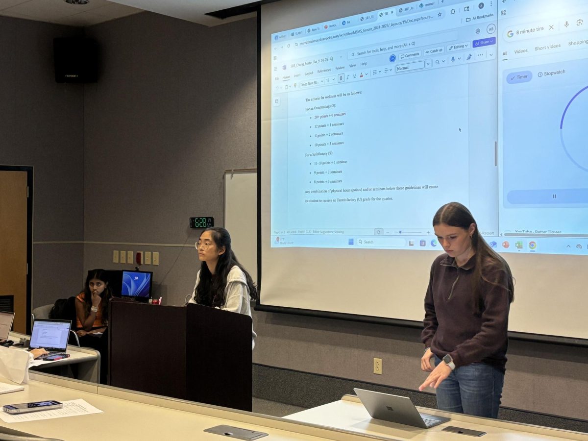 Senate President Pro Tempore Claire Rhee presides over debate for junior Sen. Sonora Foster's bill regarding wellness seminars. 
