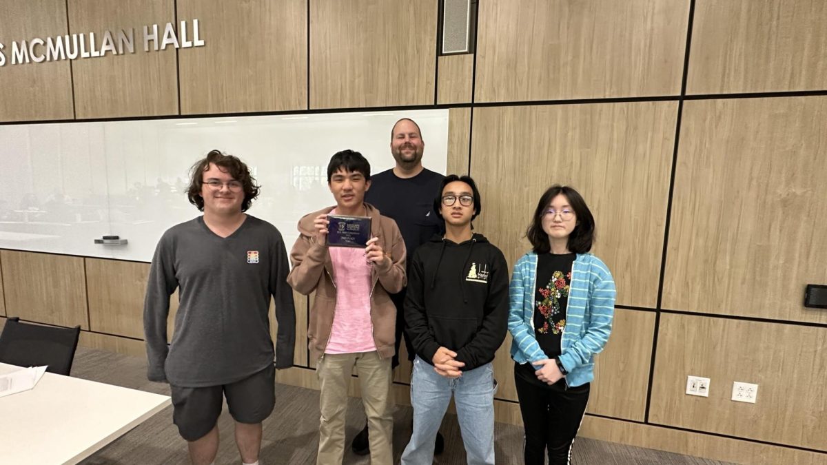 Pictured from left to right are MSMS Team A members JD Miller, Grant Zhang, Anthony Nguyen and Amy Choi. Photo courtesy of Alex Rice. 
