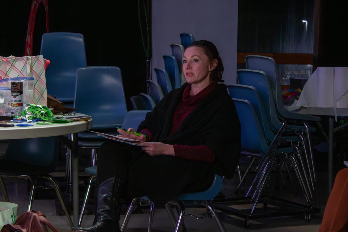 Laura Stewart oversees theater rehearsals in Shackleford Auditorium. 