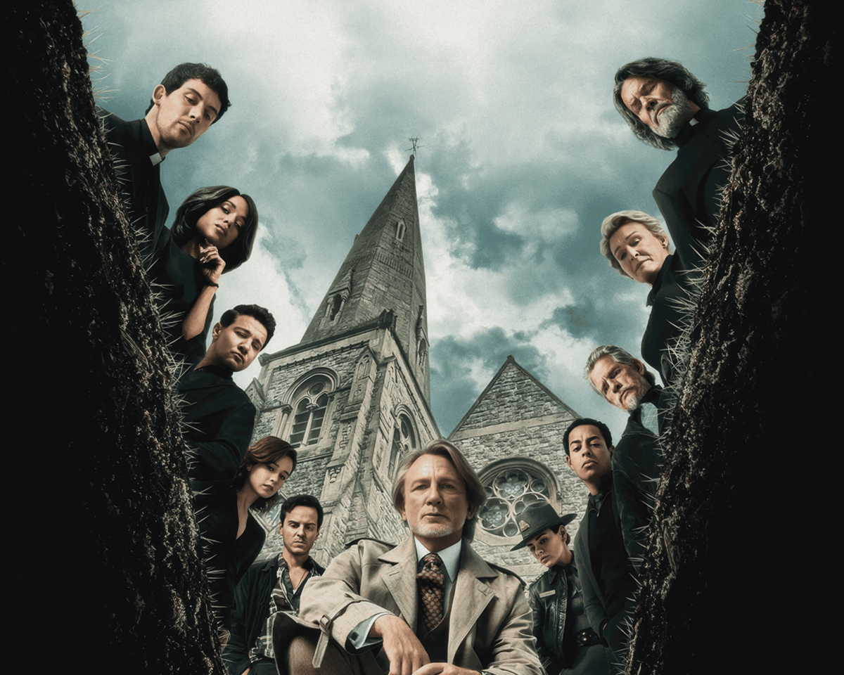 Compared to “Knives Out” and “Glass Onion,” “Wake Up Dead Man” focuses on religion and takes an inner approach. Photo courtesy of Netflix.