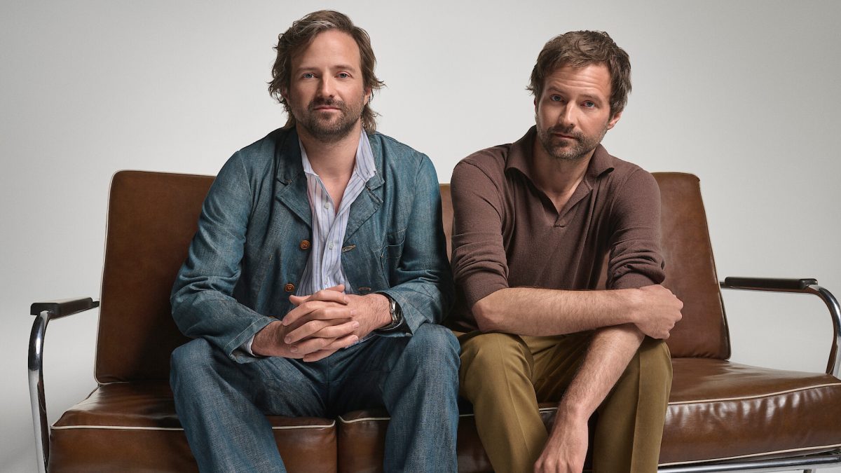 Matt and Ross Duffer pose for photos for an article about the Stranger Things finale. Photo courtesy of Netflix's Eric Ray Davidson.