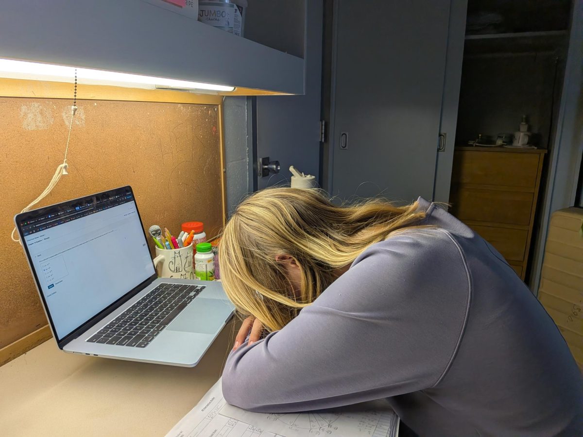 An MSMS students falls asleep at their computer with chemistry homework unfinished. With an immense workload  and academic pressure, many MSMS students sacrifice their sleep to get their daily tasks done.
